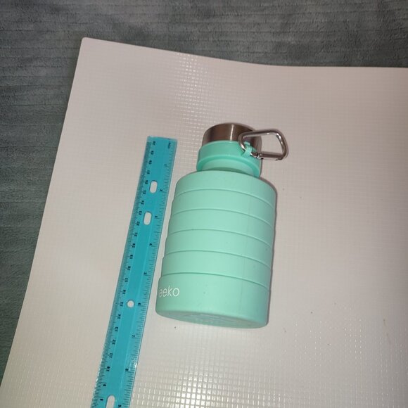 NEW Teal Green Foldable Water Bottle Sport Silicone Portable Extensible Travel - Picture 11 of 12